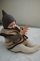 Detské čiapky - Detská merino čiapočka (tmavá béžová) - 15342910_
