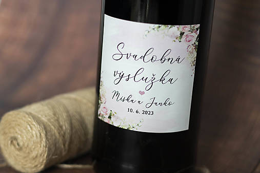 Úložné priestory & Organizácia - Svadobné etikety na fľaše/výslužku - Ružové kvety (Etiketa výslužka 8x8cm) - 15346364_