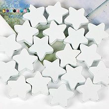Korálky - Drevené koráliky hviezda (10ks) - biela - 15344858_