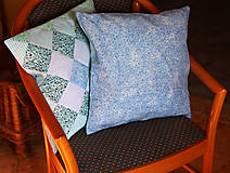 Úžitkový textil - Patchworkové vankúšiky (tyrkysovo-modrý) - 15344855_