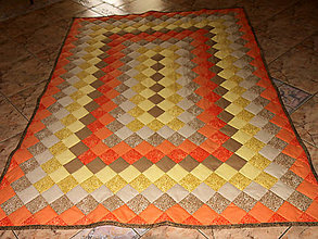 Úžitkový textil - Patchworková deka-Boston (béžovo-oranžovo-hnedá) - 15344728_