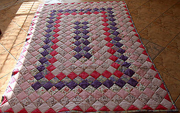 Úžitkový textil - Patchworková deka-Boston (veľké kvety s ružovou a fialovou) - 15344790_