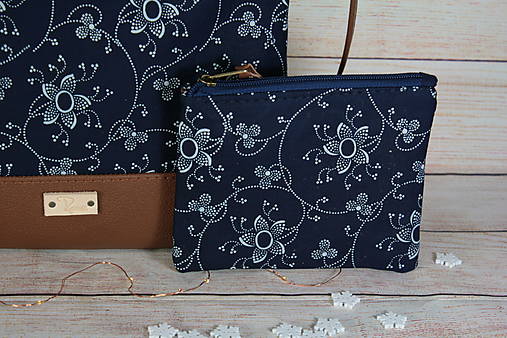 Kožená modrotlačová kabelka Dara XL set 1