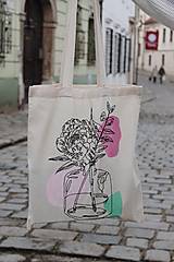 Iné tašky - Plátená taška - kvety vo váze - 15349264_