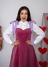 Šaty - Ružové zamatové korzetové šaty s áčkovou sukňou - 15350277_