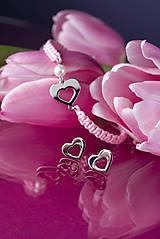 Sady šperkov - Set srdce ornamentika- napichovacie náušnice + šnúrkový náramok + perla - 15352211_