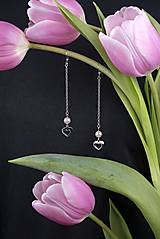 Náušnice - Náušnice srdce ornamentika mini + perla – dlhé - 15352244_