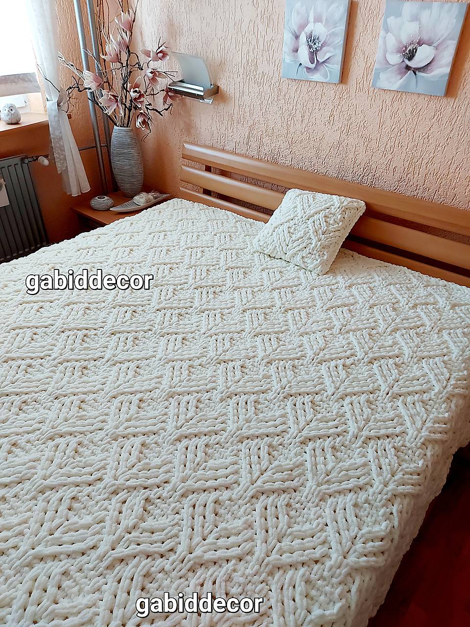 Jemnučká a ľahká deka z priadze alize puffy/prehoz na dvojposteľ a vankúšik 