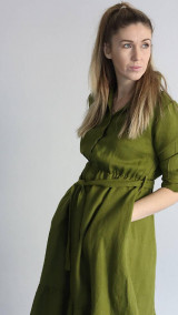Šaty - Plamienka - ľanové šaty s volánom na sukni (iná zo vzorkovníka ľanov) - 15353704_