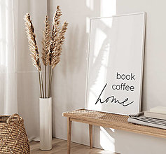 Grafika - Moderná grafika na stenu s nápisom - Book coffee home - 15354712_