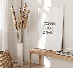 Grafika - Moderná grafika na stenu s nápisom - Coffee, book and rain - 15354717_