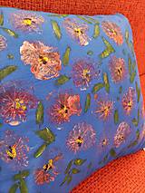 Úžitkový textil - Modrá obliečka na vankúš "letné kvety" - 15353811_