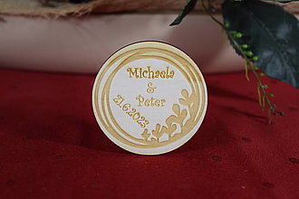 Darčeky pre svadobčanov - Svadobná  drevená magnetka gravírovaná 008 - 15353539_