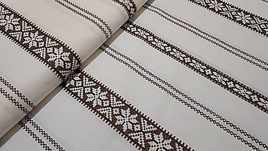 Textil - Látka čokoládová výšivka na smotanovej - 15357504_
