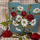 Kabelky - Ručne maľovaná crossbody ľanová kabelka " Maky a margaréty " - 15356152_