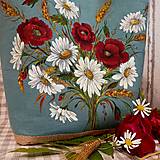 Kabelky - Ručne maľovaná crossbody ľanová kabelka " Maky a margaréty " - 15356157_