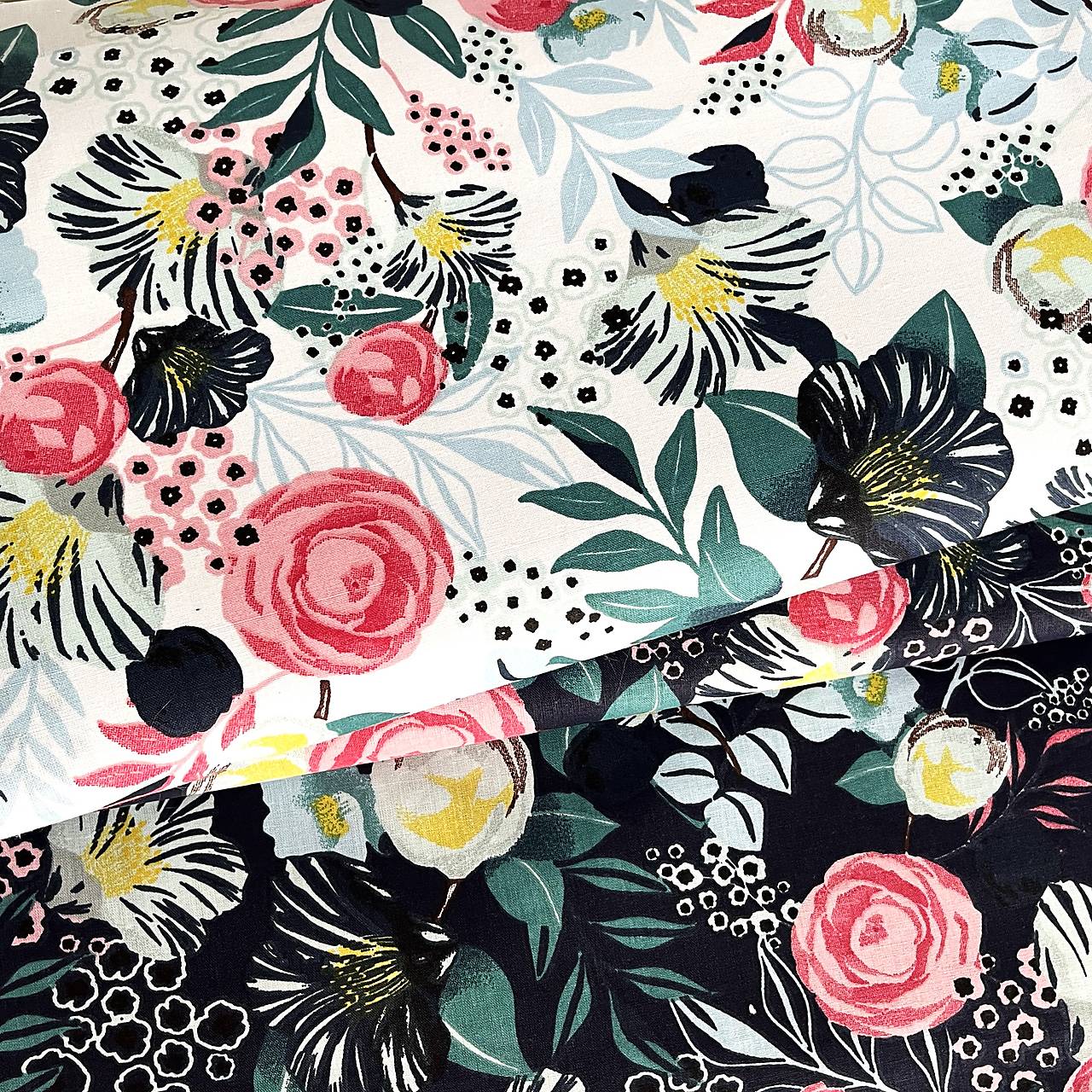 maľované kvety, 100 % bavlna EÚ, šírka 160 cm