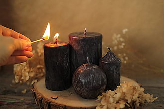 Svietidlá a sviečky - Čierne sviečky - 15355657_