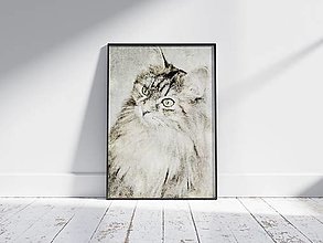 Kresby - Plagát| Impresionizmus-Pointilizmus Portrét mačky - 15356103_