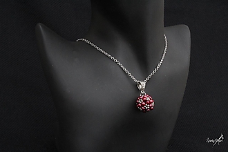 Náhrdelníky - náhrdelník bordovo-strieborná gulička - 15358778_