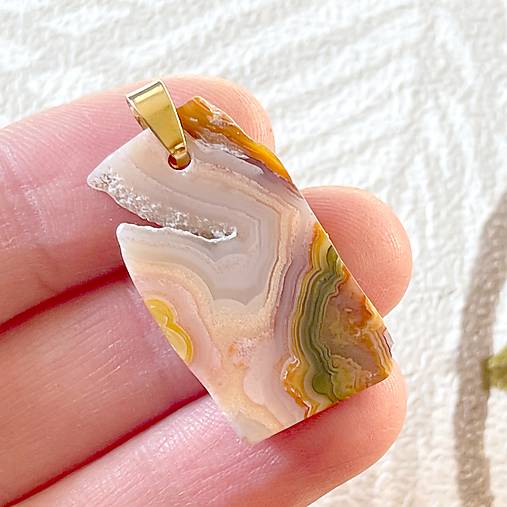 Náhrdelníky - Agate Pendant AG925 Gold Plated / Pozlatený strieborný prívesok achát A0015 - 15359054_
