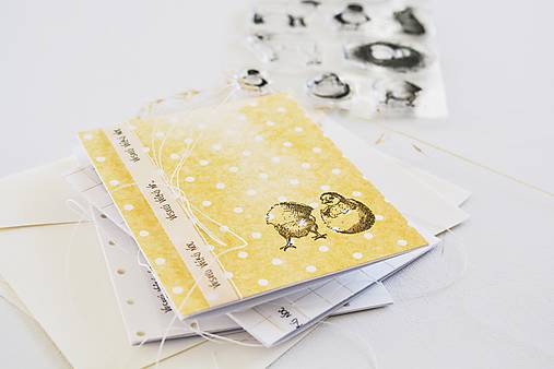 Papiernictvo - Veľkonočný pozdrav - zvieratká z dvora (Bodky - kuriatka) - 15358414_