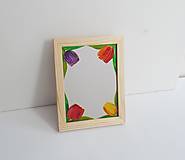 Zrkadlá - Maľované zrkadlo v drevenom rámiku - 15358440_