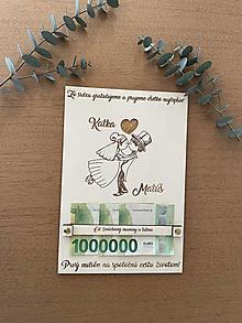 Papiernictvo - Miliónový svadobný dar: drevená doska Prvý Milión - 15358825_