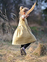 Detské oblečenie - Lněné šatičky pískové - 15360415_
