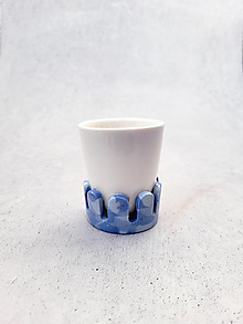 Nádoby - Porcelánová šálka na espresso (Modrá) - 15360407_
