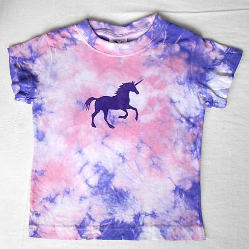 Růžovo-fialové dětské tričko s jednorožcem (4 roky) 13848440