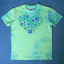 Detské oblečenie - Mentolovo-modré dětské tričko se stopami (10 let) 13408349 - 15358571_