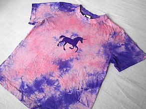Detské oblečenie - Růžovo-fialové dětské tričko s jednorožcem (8 let) 13832970 - 15359626_