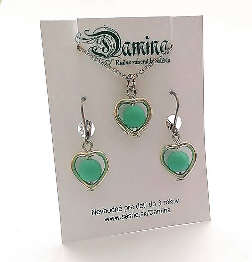 Sady šperkov - Srdiečková sada (smaragd svetlý) - 15361805_