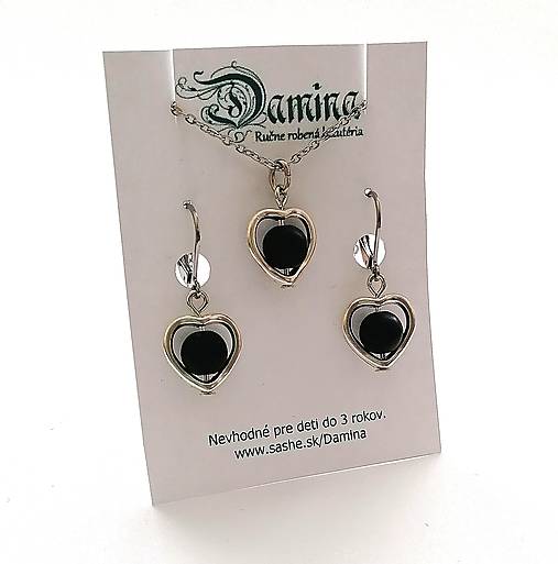 Sady šperkov - Srdiečková sada (modrá tmavá) - 15361808_