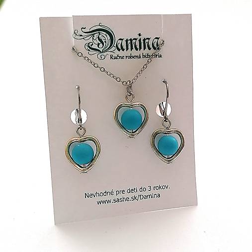 Sady šperkov - Srdiečková sada (modrá) - 15361809_