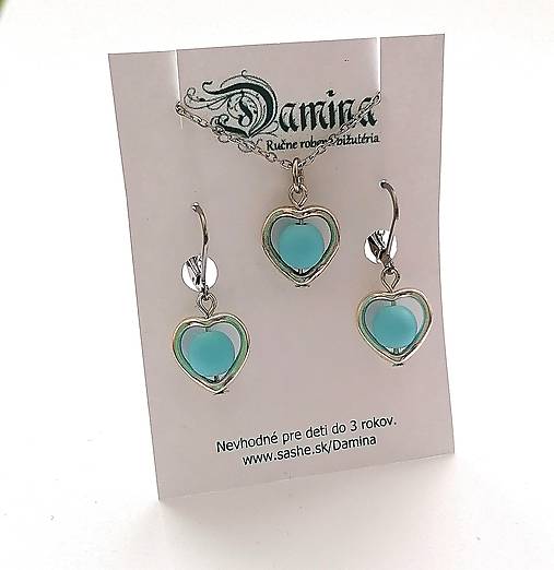 Sady šperkov - Srdiečková sada (modrá svetlá) - 15361814_