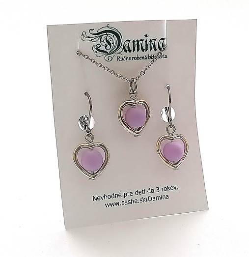 Sady šperkov - Srdiečková sada (fialová svetlá) - 15361815_