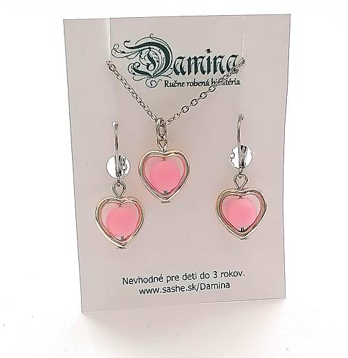 Sady šperkov - Srdiečková sada (ružová svetlá) - 15361818_