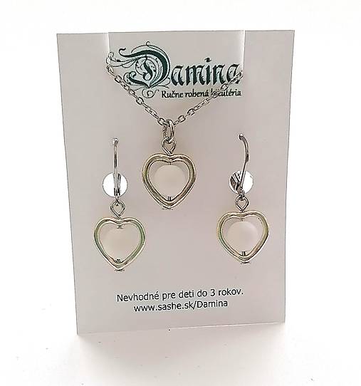 Sady šperkov - Srdiečková sada (biela) - 15361820_