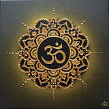 Mandala MEDITÁCIA ॐ (gold-black) 50 x 50 