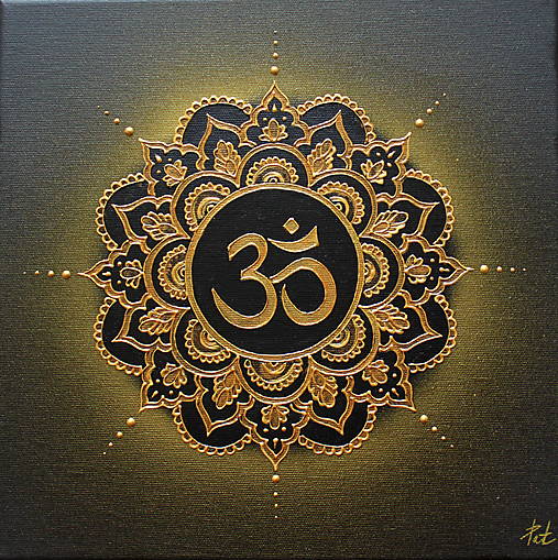 Mandala MEDITÁCIA ॐ (gold-black) 50 x 50