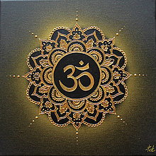 Obrazy - Mandala MEDITÁCIA ॐ (gold-black) 50 x 50 - 15364072_