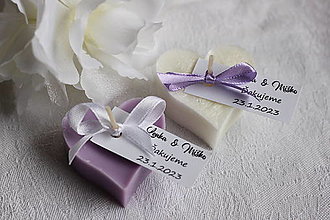 Darčeky pre svadobčanov - Levanduľové darčeky pre svadobčanov Prírodné sviečky srdiečka (biele) - 15362765_