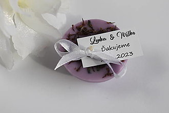 Darčeky pre svadobčanov - Bylinkové čajové sviečky pre hostí na svadbe (fialové) - 15363663_