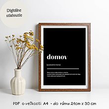 Dekorácie - PDF plagát A4 DOMOV Č/B definícia na stiahnutie - 15363140_