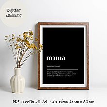 Dekorácie - PDF plagát A4 MAMA Č/B definícia na stiahnutie - 15363144_