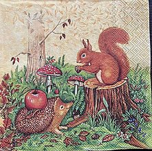 Papier - Servítka “Veverička s ježkom “ - 15362284_