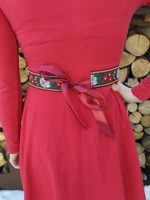 Opasky - Folklórny opasok Bordó + náramok grátis - 15365909_