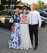 Šaty - FLORAL FOLK " Modrotlač a Slovenská ornamentika ", spoločenské dlhé šaty - 15367064_